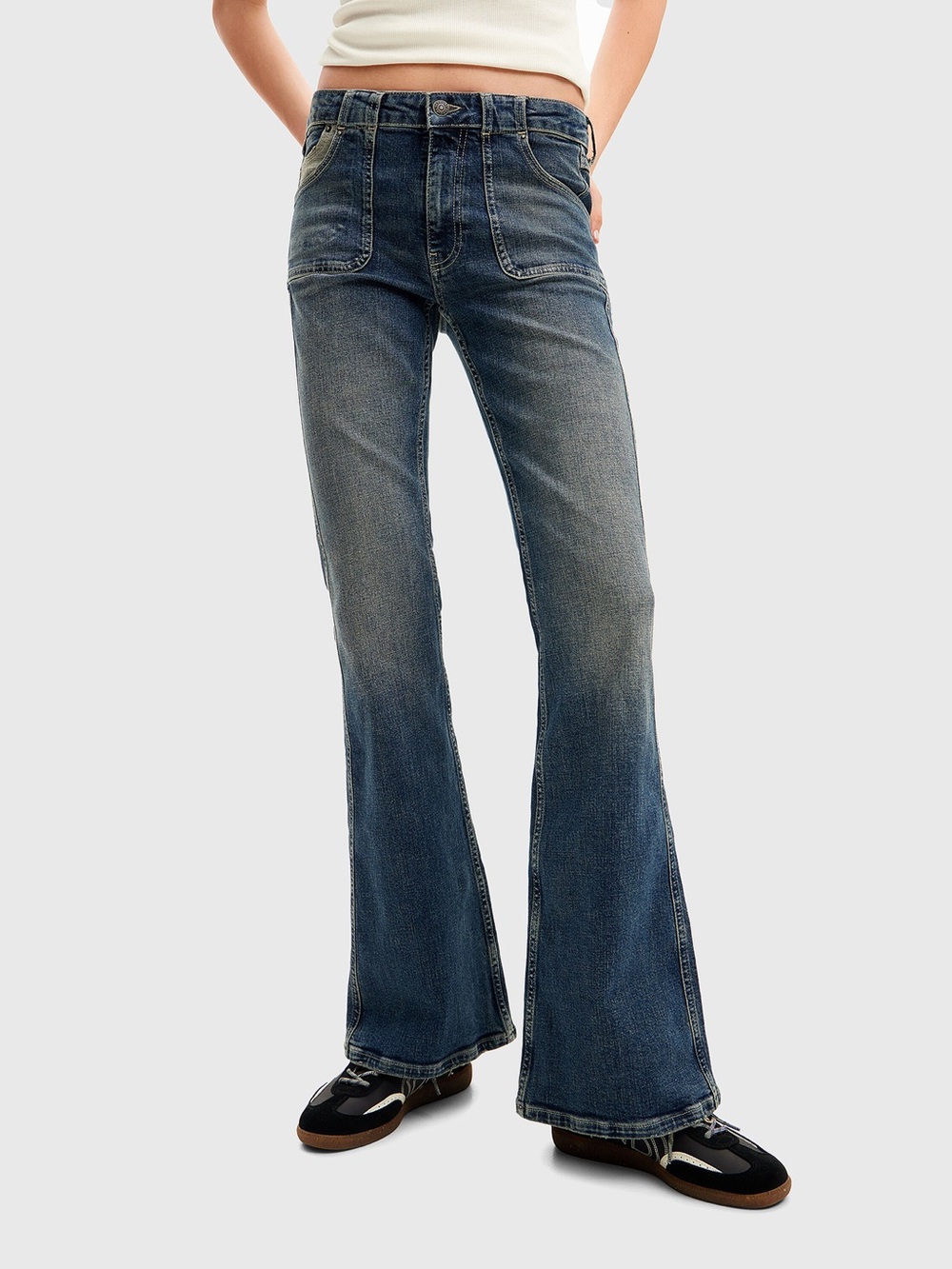 Desigual size 40 Women's Dark Blue Flared Jeans